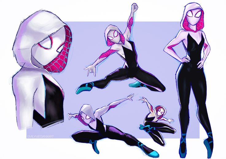 a drawing of spider - man poses in various positions