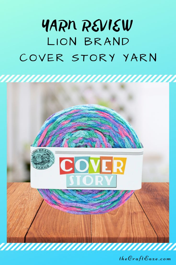 the lion brand cover story yarn is in a box on top of a wooden table