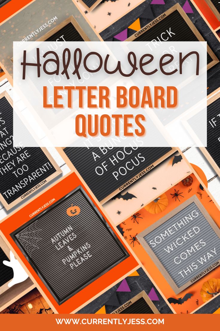 halloween letter board quotes with pumpkins and bats