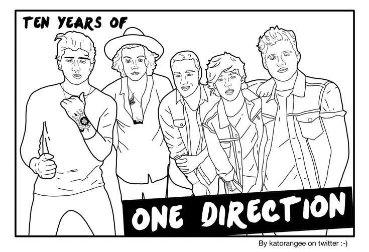 the one direction coloring page for ten years of one direction