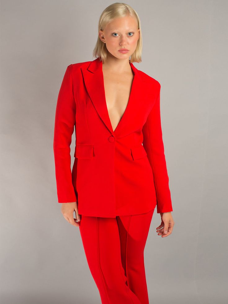 Blazer + Pants Matching Set Color: Red Material: Polyester, Cotton Delicate dry clean Protect accessory before washing Cool iron Sample size: S Style № ZC_NYC23_NAOMA Blazer & Flared Pants Set in Red Red Spring Formal Pantsuit, Red Pantsuit With Trousers For Formal Occasions, Red Pantsuit With Pockets For Work, Tailored Red Bottoms With Pockets, Red Notch Lapel Pantsuit For Fall, Red Elegant Pantsuit, Red Formal Pants For Fall, Formal Red Pants For Fall, Red Workwear Pantsuit With Pockets