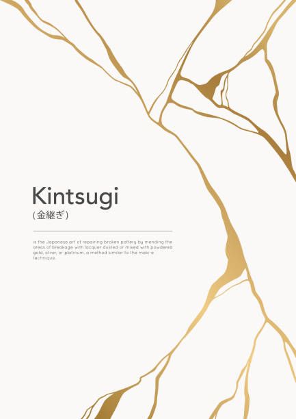 a white background with gold lines and the words kintsuugi written in japanese