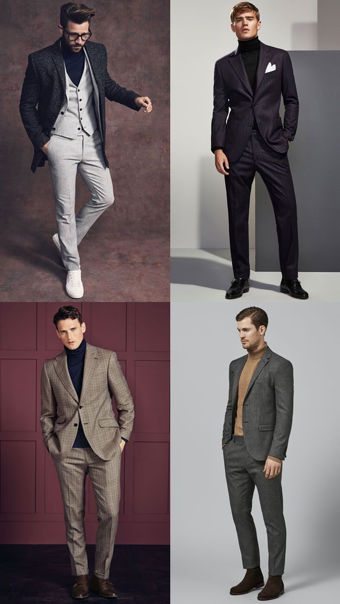 How to wear a roll or turtle neck with a suit or blazer Suit Jacket With Turtle Neck Men, Mock Neck Suit Men, Turtle Neck Suit Men Wedding, Turtle Neck Tuxedo Men, Turtle Neck And Suit Men, Sweater Suit Men, Turtle Neck Suits Men, Turtle Neck Suit Men Prom, Blazer And Turtleneck Outfits Men