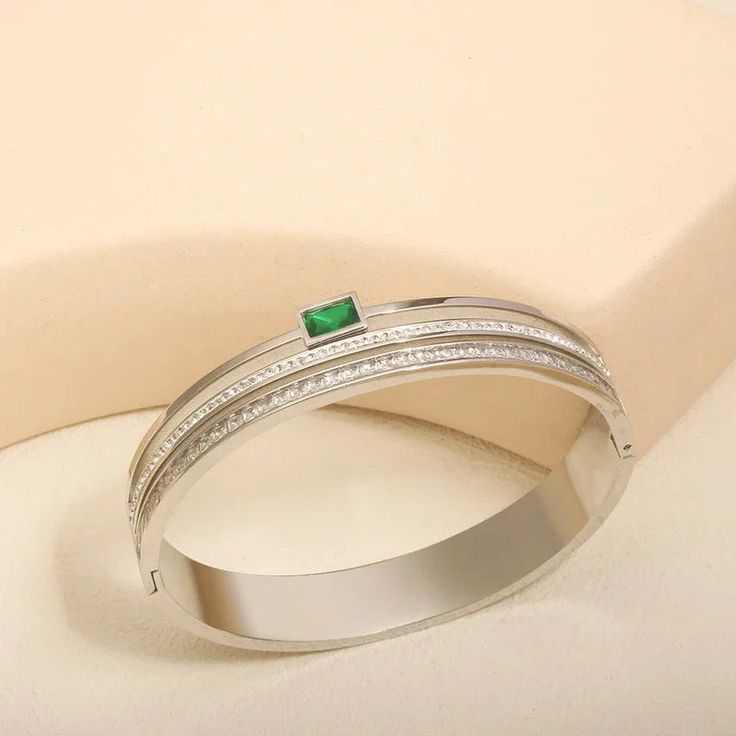 45810663948532 White Gold Stainless Steel Bangle Cuff Bracelet, White Gold Stainless Steel Cuff Bangle, White Gold Stainless Steel Cuff Bracelet, White Gold Stainless Steel Bangle, Trendy Silver Stainless Steel Bracelets, Trendy Stainless Steel Silver Bracelets, Trendy Tarnish Resistant Stainless Steel Bracelets, Elegant Green Crystal Metal Bracelet, Silver Stainless Steel Jubilee Cuff Bracelet