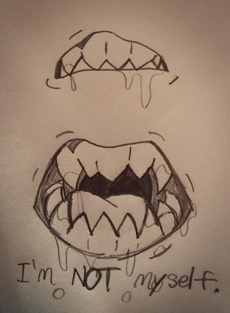 a drawing of a mouth with the words i'm not my self on it