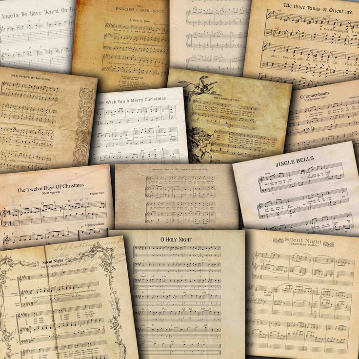 many old sheet music are arranged together