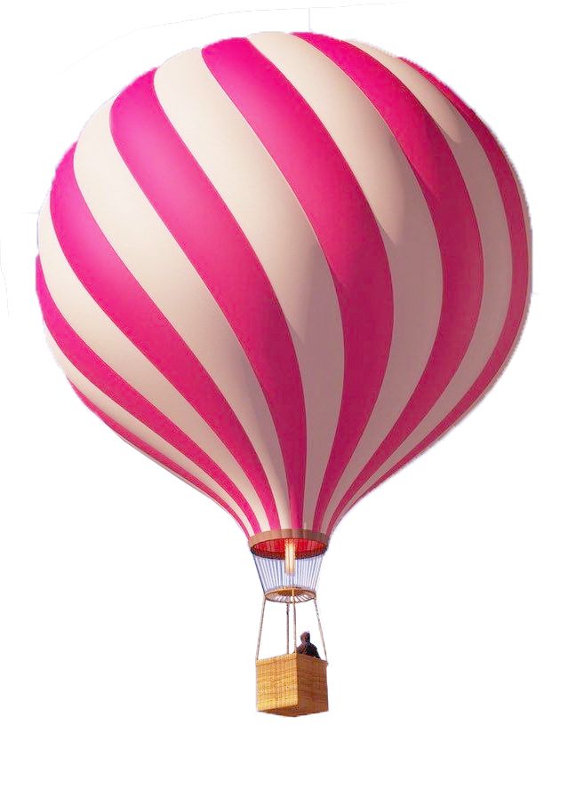 a hot air balloon with pink and white stripes