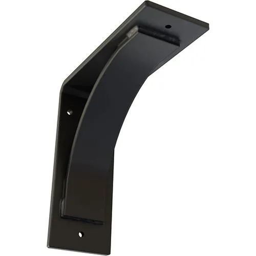 a black metal shelf bracket on a white background