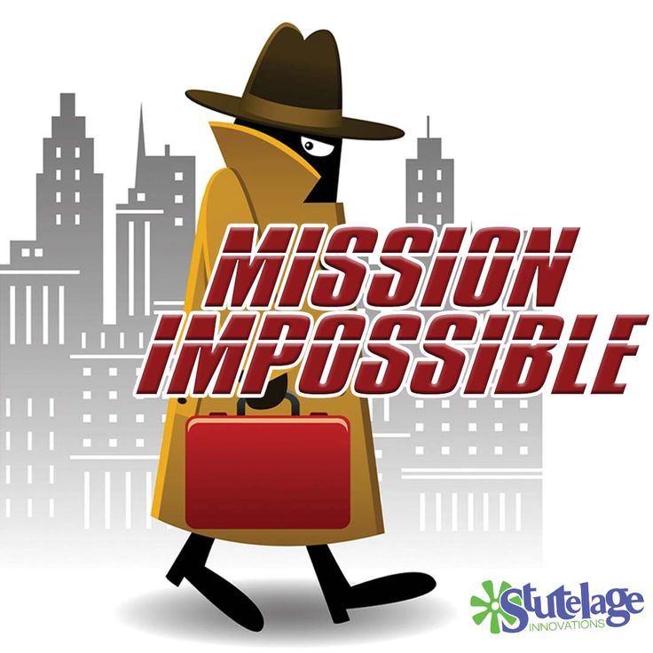 a man in a trench coat and hat carrying a red briefcase with the words mission impossible written on it