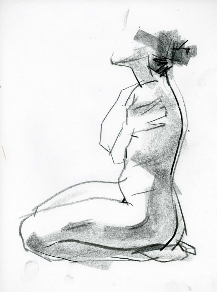 a black and white drawing of a seated woman