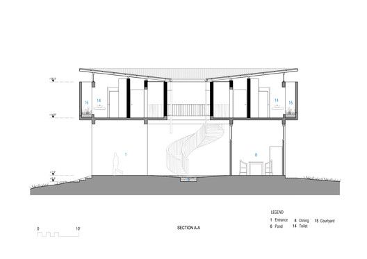 an architectural drawing of a building with stairs