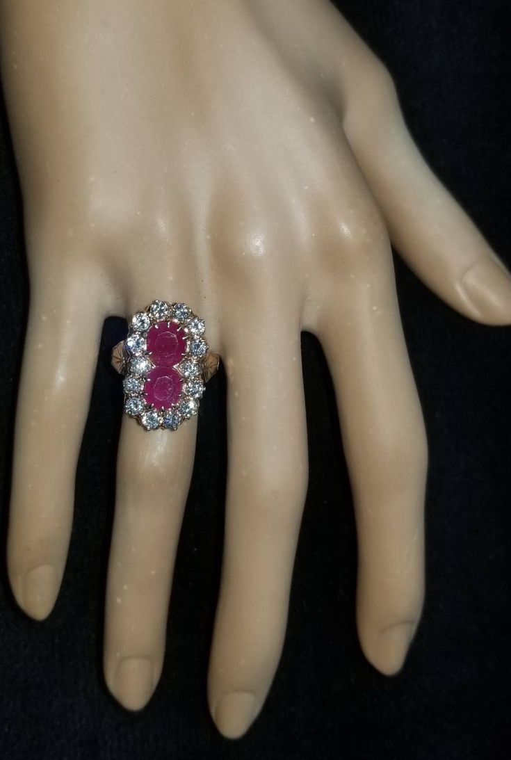 Gorgeous vintage art deco filigree 14k yellow gold natural ruby ring Circ 1920's center set two natural ruby oval shape weight 4.88ct. Size 7.5x6.8mm This stunning ruby is untreated ruby origin Africa lively,nice cut. Gorgeous red color, Side set natural round diamonds weight 1.55ct VS1-G very clean diamonds very brilliant sparkly stones. this ring is tremendously old ring circ 1920's in excellent condition. ring size 7 Resizable Retail value $10,500 net. Appraisal available Oval Lab-created Ruby Fine Jewelry For Wedding, Oval Lab-created Ruby Wedding Jewelry, Elegant Oval Lab-created Ruby For Weddings, Formal Oval Lab-created Ruby Jewelry For Weddings, Victorian Yellow Gold Jewelry With Accent Stones, Art Deco Ruby Jewelry For Formal Occasions, Collectible Classic Ruby Jewelry, Oval Ruby Ring In Cubic Zirconia Fine Jewelry, Luxury Oval Rings With Rose Cut Diamonds And Ruby