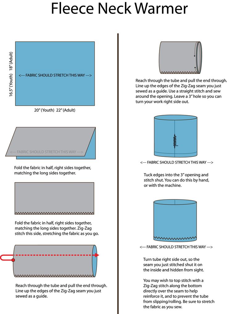 the instructions for how to make a fleece neck warmer