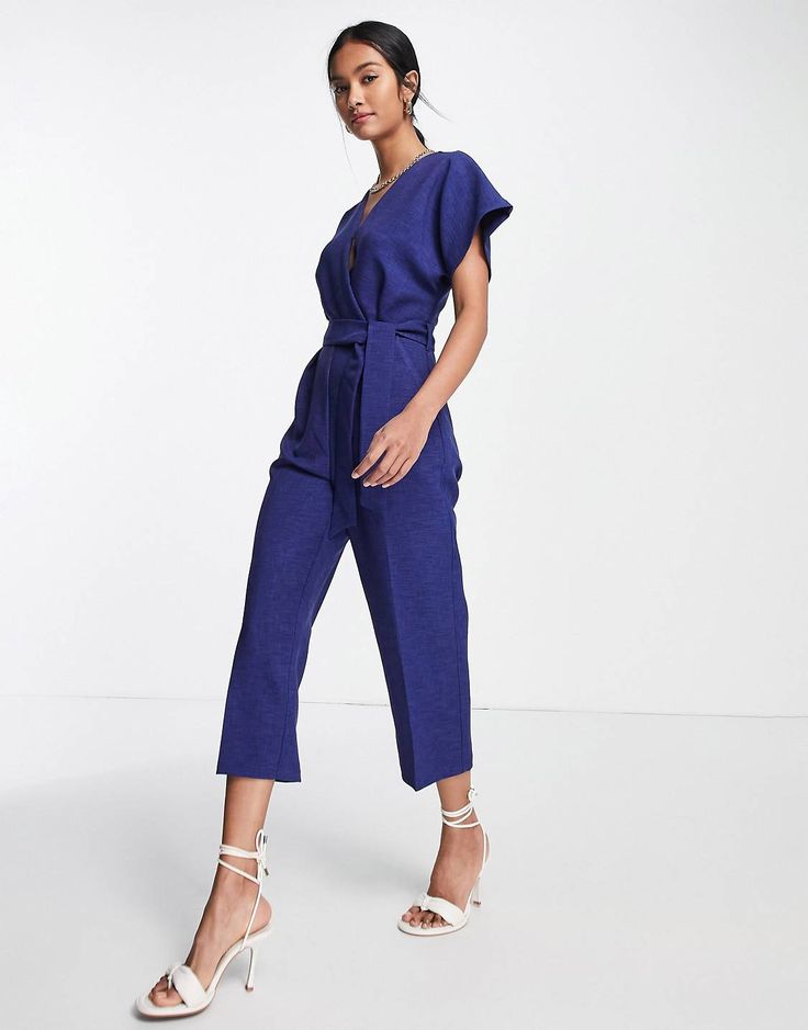 Closet London tie waist kimono jumpsuit in navy | ASOS Chic Blue Belted Jumpsuits And Rompers, Blue Short Sleeve Jumpsuit With Tie Waist, Chic Navy Jumpsuit For Work, Workwear Jumpsuits And Rompers With Tie Waist, Blue V-neck Jumpsuit Or Romper With Tie Waist, Loungewear Jumpsuits With Tie Waist, Tie Waist Overall Jumpsuits And Rompers For Loungewear, Loungewear Jumpsuits And Rompers With Tie Waist, Tie Waist Jumpsuits And Rompers For Loungewear