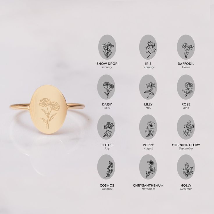 14K 18K Solid Gold Personalized Birth Flower Oval Ring, Combined Birth Month Floral Signet Ring, Custom Engrave Oval Statement Ring, Wildflowers Memorial Ring Material: Solid Gold (real gold, no gold-filled or no gold plated material) Available gold Karat: 14K (585), 18K (750) Available gold color: Yellow, rose, and white Height: 12.0 mm Width: 10.0mm The sizes may differ slightly due to handwork. M o r e * F r o m * U s Goldstore Jewelry - https://etsy.me/3gHtcrZ * Urn Necklaces - https://etsy. Gold Oval Ring With Birth Flower Design, Gold Oval Ring With Birth Flower Detail, Gold Oval Birth Flower Ring, Gold Oval Ring With Birth Flower, Dainty Oval Yellow Gold Flower Ring, Gold Oval Flower Ring With Birth Flower Detail, Dainty Oval Flower Ring For Wedding, Dainty Oval Flower Wedding Ring, Oval Birth Flower Jewelry For Weddings