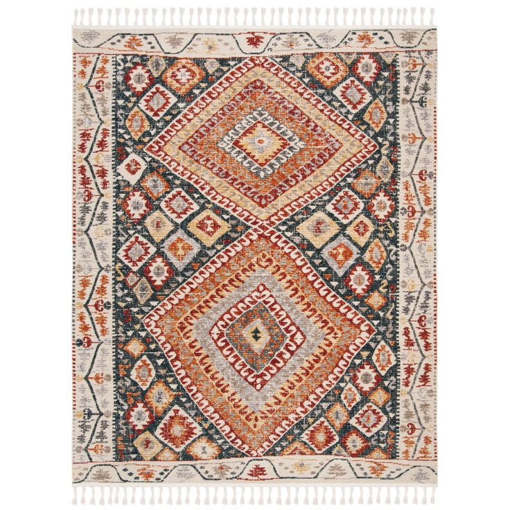 SAFAVIEH Farmhouse FMH816A Ivory / Navy Rug Image 1 Rugs Colorful, Boho Bungalow, Collection Displays, Classic Rug, Southwestern Area Rugs, Southwestern Rug, Americana Decor, Natural Fiber Rugs, Navy Rug