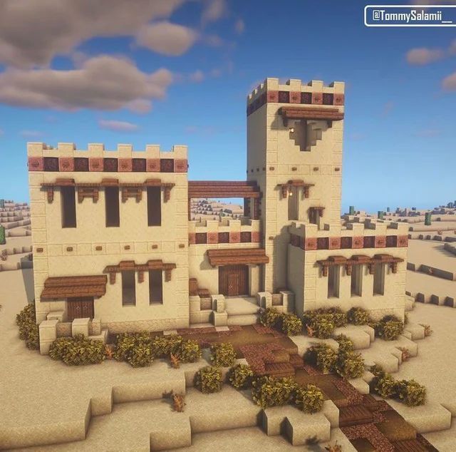 Minecraft Desert Village, Minecraft Desert Builds, Minecraft Desert House, Desert Villa, Minecraft Desert, Desert Village, Minecraft Steampunk, Desert City, Minecraft Structures