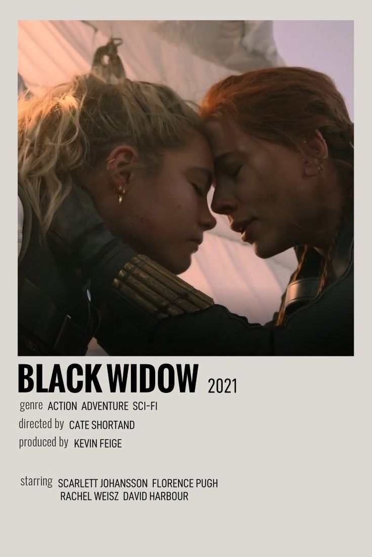 the poster for black widow shows two women facing each other and one is touching her face