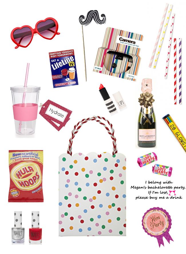 the contents of a party bag are arranged on a white background with candy, lollipops, candies, and other items