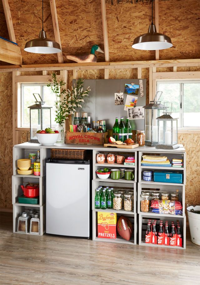 a small kitchen with lots of storage space