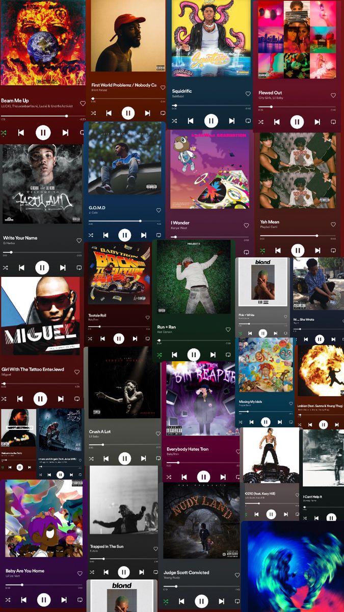 the music player app is shown in this screenshote photo, and it appears to be filled with many different images