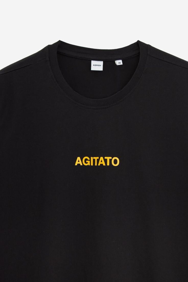 AGITATO T-Shirt in black cotton, short sleeves, crew-neck, straight hemGender: MenMaterial: COTTONColor: BlackMade in: ITProduct ID: 114825_AYR6 M144*Import tax/duty will be calculated at checkout (If applicable) Black Crew Top With Text Print, Black Relaxed Fit Crew T-shirt, Black Relaxed Fit Crew Neck T-shirt, Black Crew T-shirt With Logo Print, Black Graphic Print Crew T-shirt, Black Crew Neck T-shirt With Graphic Print, Black Cotton, Short Sleeves, Crew Neck