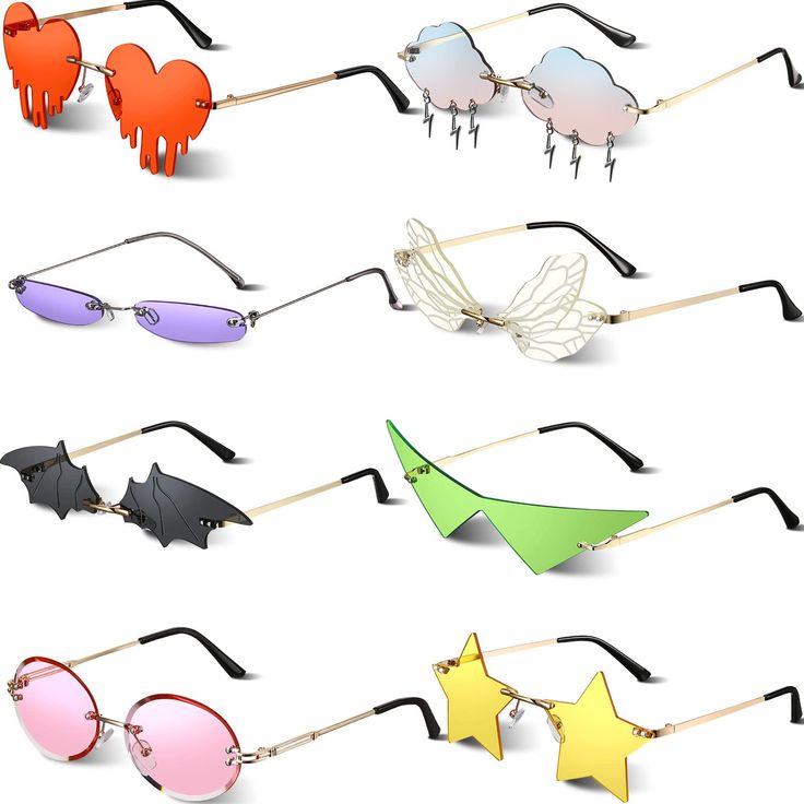 PRICES MAY VARY. Adequate Quantity and Style: you will receive 8 pieces of irregular sunglasses in a variety of colors and styles in the package, sufficient quantity and designs can meet your daily wear and replacement needs, you can change your style by wearing different colors and styles of sunglasses every day Lightweight and Comfortable: the party sunglasses are made of PC material, lightweight and comfortable when wearing, will not cause extra burden on your nose and ears, and sturdy constr Triangle Sunglasses, Sunglasses Party Favor, Color Glasses, Novelty Sunglasses, Meaningful Pictures, Trendy Glasses, Party Sunglasses, Star Cloud, Heart Sunglasses