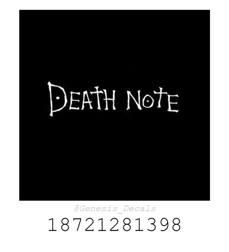 #Roblox #Decals #DeathNote #Anime Roblox Decal Ids Anime, Bloxburg Picture Codes Anime, Roblox Poster Id Codes Anime, Black Roblox Decals, Roblox Id Decals, Rh Pfp Decal Codes, Roblox Image Id Codes Anime, Royale High Id Codes, Rh Shirt Decals