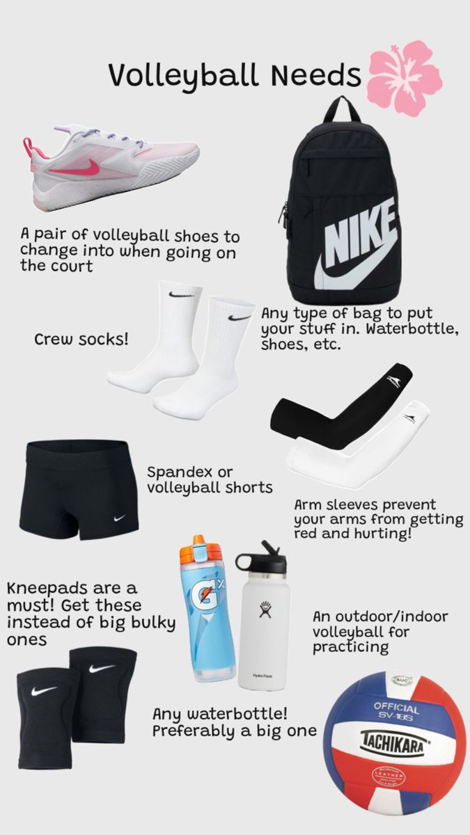 volleyball bag, sleeves, socks, spandex, knee pads, shoes, arm sleeves, volleyball Stuff You Need For Volleyball, Volleyball Equipment List, Volleyball Gear List, Volleyball Needs List, What Do You Need For Volleyball, Volleyball Stuff You Need, Things You Need For Volleyball, Volleyball Essentials List, Cute Volleyball Outfits For Practice