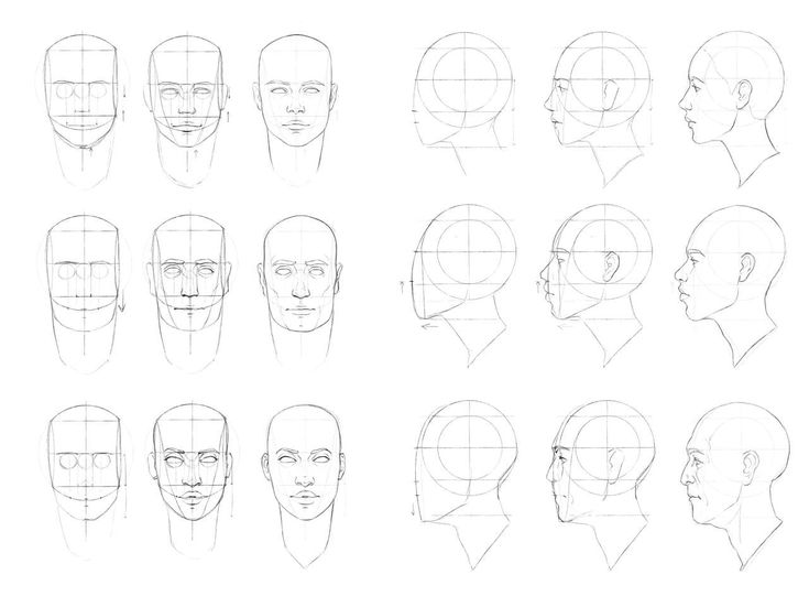 a bunch of different facial expressions drawn by someone's head in various angles and sizes