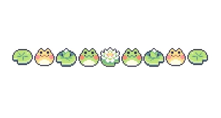 a row of pixel style plants on a white background