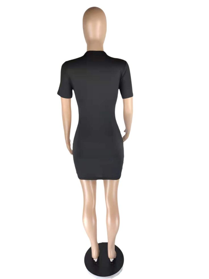 Hollow Out Short Sleeve Slim Pencil Mini Dress Casual Knee-length Bodycon Dress For Club, Casual Midi Dress For Club, Solid Color Mini Bodycon Dress For Work, Solid Color Short Sleeve Bodycon Dress For Night Out, Solid Short Sleeve Bodycon Dress For Night Out, Short Sleeve Bodycon Dress For Night Out, Workwear Bodycon Mini Dress, Bodycon Mini Dress With Short Sleeves, Bodycon Mini Dress For Work