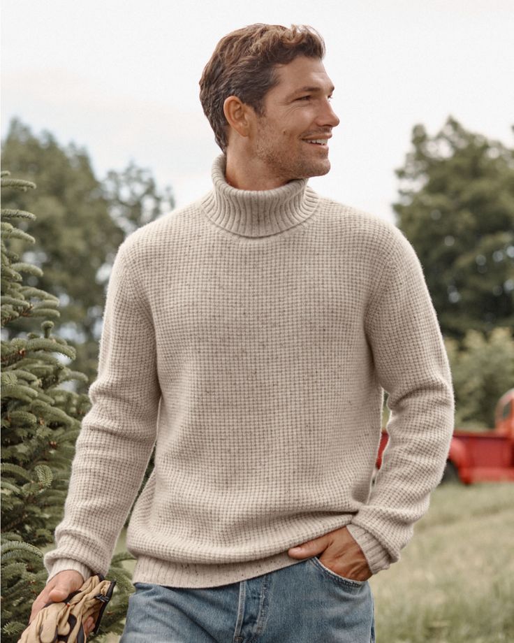 A fresh take on his classic cashmere turtleneck, featuring a waffle stitch for allover texture and wide-rib detailing at the fold-back collar, cuffs, and hem for extra style. As a bonus, he can toss this luxe essential right into the wash.  Exclusive. Long sleeves. Classic Wool Turtleneck With Ribbed Cuffs, Casual Cashmere Turtleneck With Ribbed Collar, Classic Knit Turtleneck With Ribbed Cuffs, Classic Knit Turtleneck For Fall, Casual Wool Turtleneck With Ribbed Collar, Casual Wool Turtleneck With Ribbed Cuffs, Classic Textured Knit Turtleneck For Winter, Classic Textured Knit Turtleneck For Fall, Casual Merino Wool Turtleneck For Fall