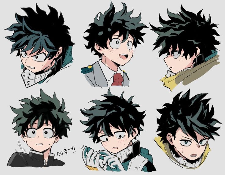 some anime characters with black hair and glasses