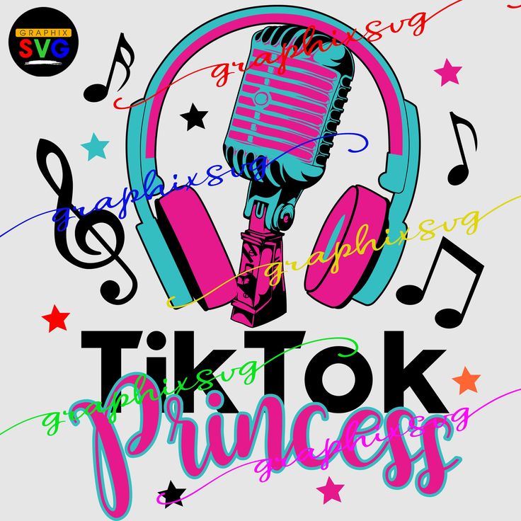 a microphone and headphones with the words tik tok princess on it's side