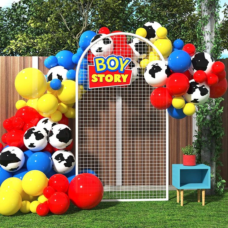 🤠 Transform Your Celebration with our Woody Balloons Arch Kit! 🤠 ✨ WOODY BIRTHDAY DECORATIONS: Make your own wonderful backdrop, centerpieces, and jaw-dropping entryways with our woody balloon arch kit. Add a burst of color to your party with these perfectly sized balloons that come in 4 different colors including cow patterns. Different colors and sizes of balloons stimulate a perfect 3D effect. ✨ HIGH-QUALITY LATEX: Made of durable latex, our jessie and toy story balloon arch kit are not going to burst in the middle of your party like ordinary balloons. The multicolor balloons in our toy story birthday decoration kit won't easily deflate and will hold air for a long time. ✨ NON-TOXIC & SAFE: Made of natural latex, high-quality, eco-friendly material, our boy story themed balloon arch k Toy Story Centerpieces Diy, Toy Story Balloon Arch, Woody And Jessie Birthday Party, Diy Toy Story Decorations, Toy Story Balloon Garland, Cow Print Balloons, Cow Patterns, Woody Birthday, Daniel 3