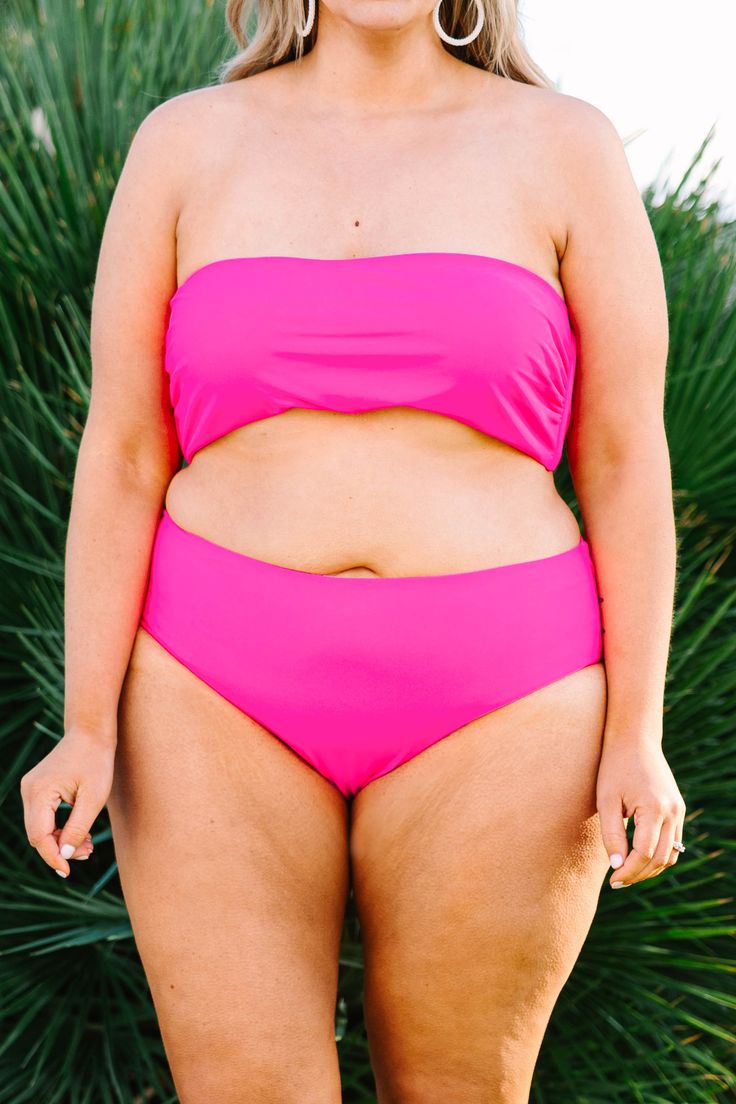 This swimmie is perfect for chilling with your boo on the beach! The pink solid design is so stylish and perfect for the warm weather! Wear this cutie all season long with the matching bottom and a stylish kimono cover up to make everyone jealous of your style! 82% Polyester, 18% Spandex Pink Stretch Tankini For Summer, Pink Stretch Summer Tankini, Pink Swimwear With Uv Protection, Pink Swimwear With Uv Protection For Pool, Pink Swimwear With Uv Protection For Swimming, Summer Bandeau Tankini In Pink, Pink Uv Protection Swimwear For Pool, Pink Bandeau Tankini For Poolside, Pink Bandeau Tankini With Stretch