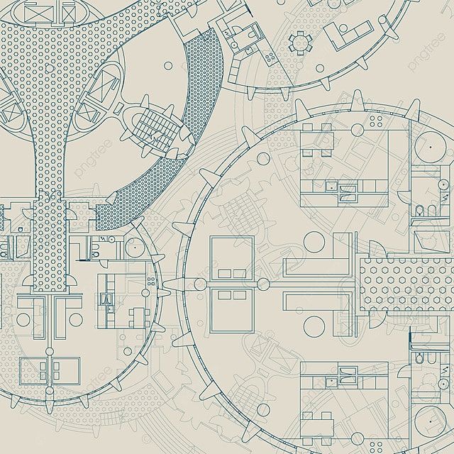 a blueprinted drawing of a circular house