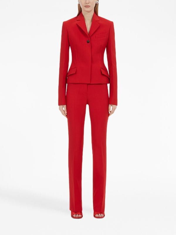 Ferragamo single-breasted Wool Blazer - Farfetch Red Fitted Wool Suit, Fitted Red Wool Suit, Red Wool Suit For Workwear, Red Wool Suits For Work, Red Wool Suits For Workwear, Tailored Red Wool Suits, Luxury Red Single Breasted Blazer, Luxury Red Single-breasted Blazer, Red Luxury Single-breasted Blazer