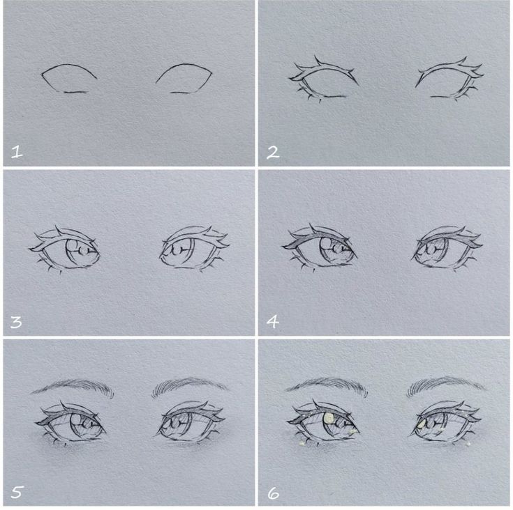 how to draw eyes step by step for beginners with pictures and text on the bottom