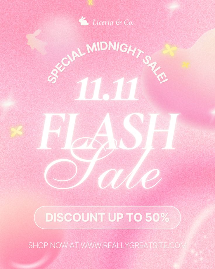 a pink background with the words 11 1 flash sale discount up to 50 %