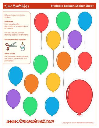 the printable balloon sticker sheet is ready to be used for crafts and other projects