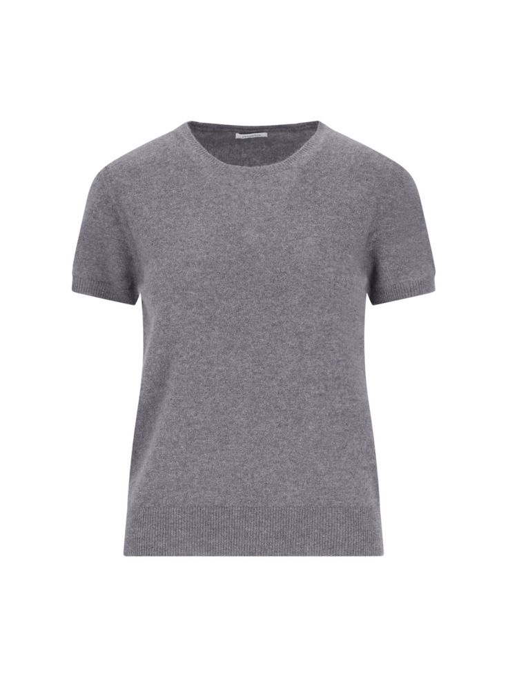 Malo gray cashmere sweater with crew neck, short sleeves, straight hem. Composition: 100% Cashmere Classic Cashmere Crew Neck T-shirt, Casual Cashmere Crew Neck T-shirt, Classic Crew Neck Cashmere T-shirt, Classic Gray Cashmere Tops, Gray Fine Knit Cashmere Top, Fine Knit Cashmere T-shirt Short Sleeve, Cashmere Fine Knit Short Sleeve Tops, Fine Knit Crew Neck T-shirt, Short Sleeve Cashmere Fine Knit Tops