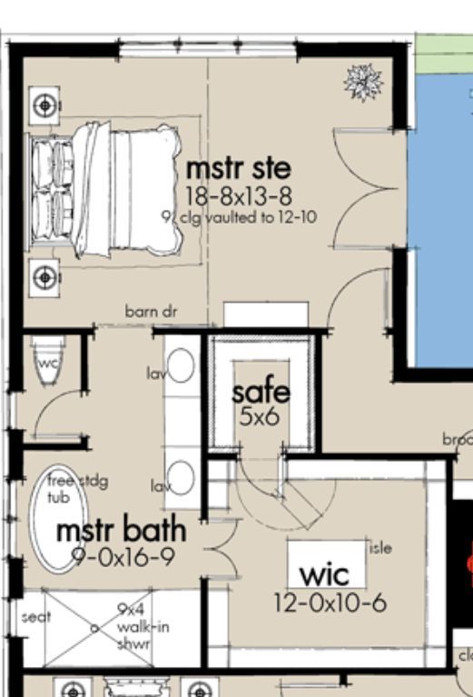 a floor plan for a small house with two bathrooms and an attached swimming pool in the middle