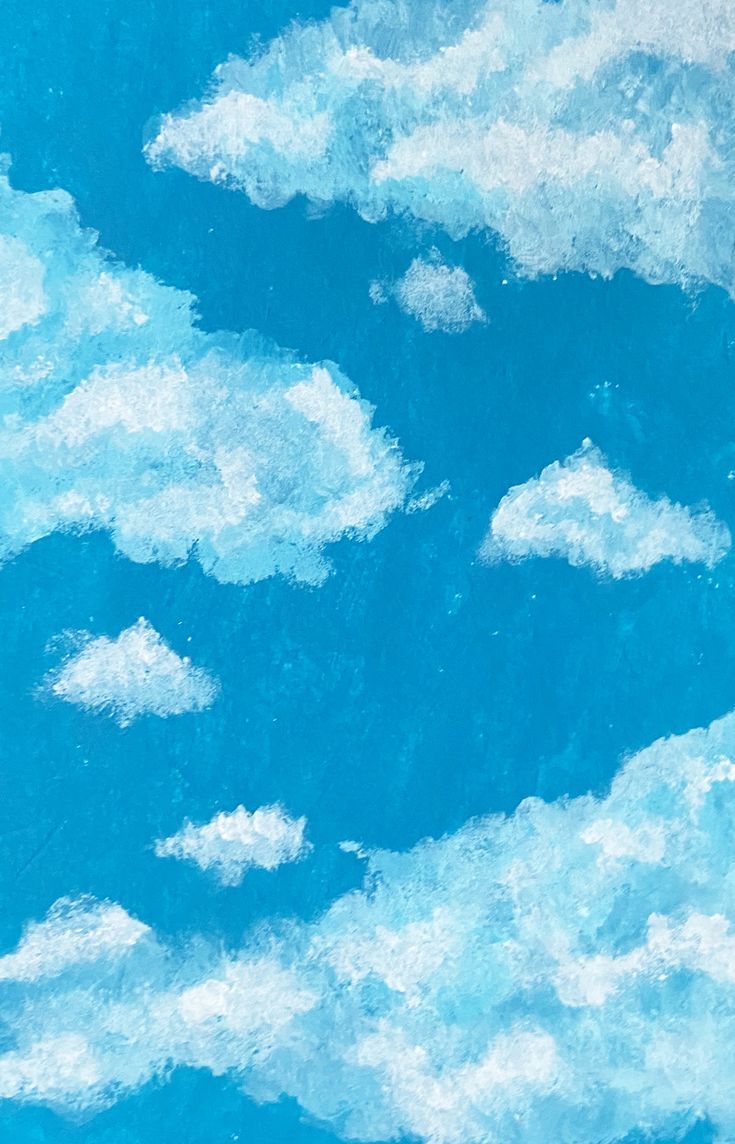 a painting of clouds in the blue sky