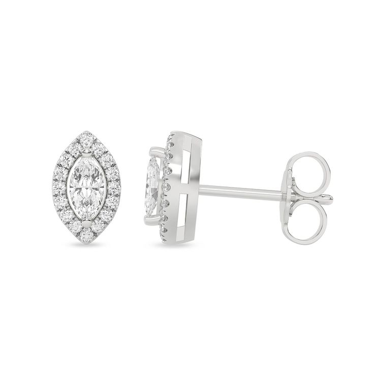 Marquise Halo Studs_Product Angle_PCP Main Image Formal Marquise Cluster Earrings In White Gold, Formal Marquise Diamond Cut Cluster Earrings, Formal Marquise White Gold Cluster Earrings, Formal White Gold Marquise Cluster Earrings, Formal Marquise Cluster Earrings With Brilliant Cut, Marquise Diamond Cluster Earrings For Formal Occasions, Marquise Diamond Earrings With Diamond Accents For Formal Occasions, Marquise Diamond Cut Earrings For Formal Occasions, Marquise Cluster Earrings With Diamond Accents For Formal Occasions