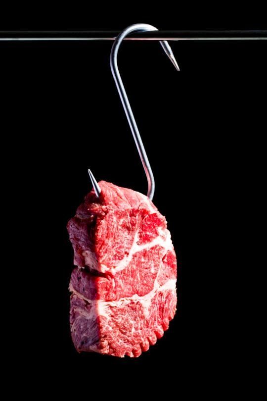 a piece of meat hanging from a hook