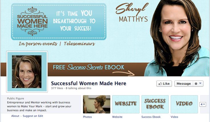 a facebook page with a woman's profile on the bottom right corner and an ad for success stories below