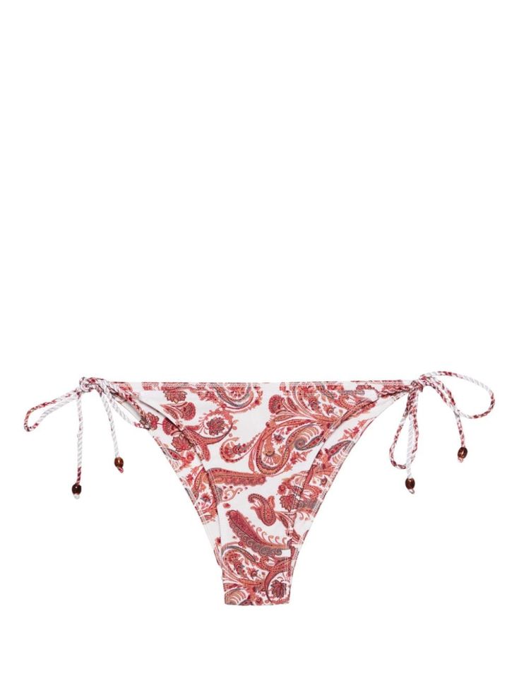 white/red stretch-design Alessia Paisley print mid-waist full lining side tie fastening Be mindful to try on swimwear over your own garments. Planet People, Faithfull The Brand, Lady Dior, Paisley Print, Try On, Miu Miu, Christian Dior, Versace, Burberry