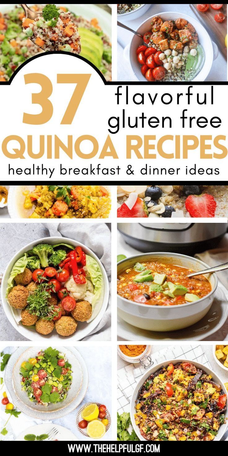 a collage of images with the words 37 flavorful gluen free quinoa recipes